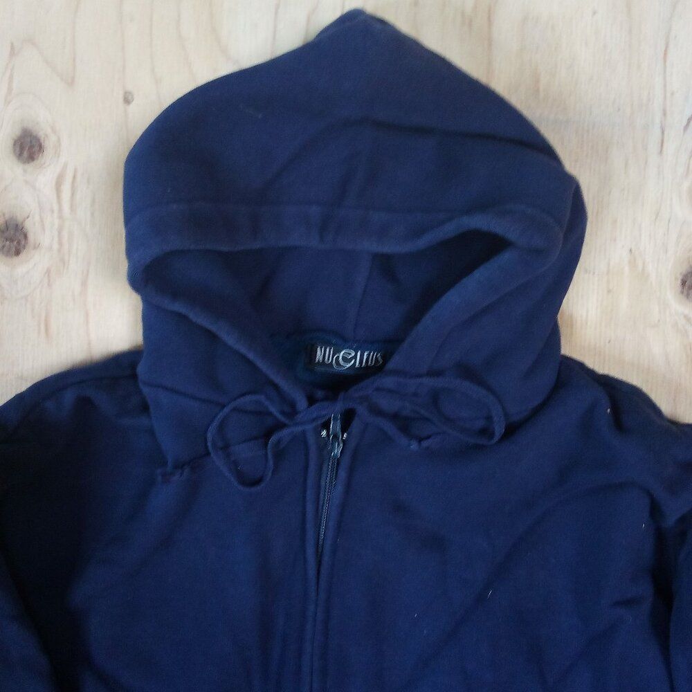 Vintage Nucleus Zipper Hoodie Sweatshirt Navy Blue